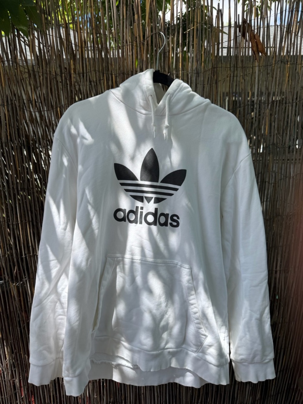 adidas White Crewneck Hoodie with Black Trefoil
